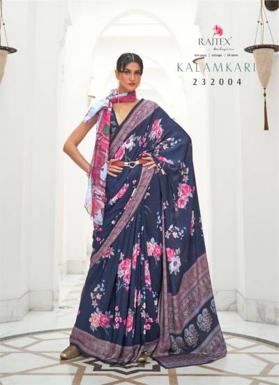 Kalamkari Silk By Rajtex Crape Fancy Wear Saree Collection
